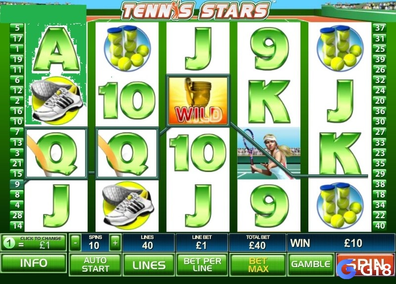 Tennis Stars slot có thiết kế 5 cuộn với chủ đề về tennis